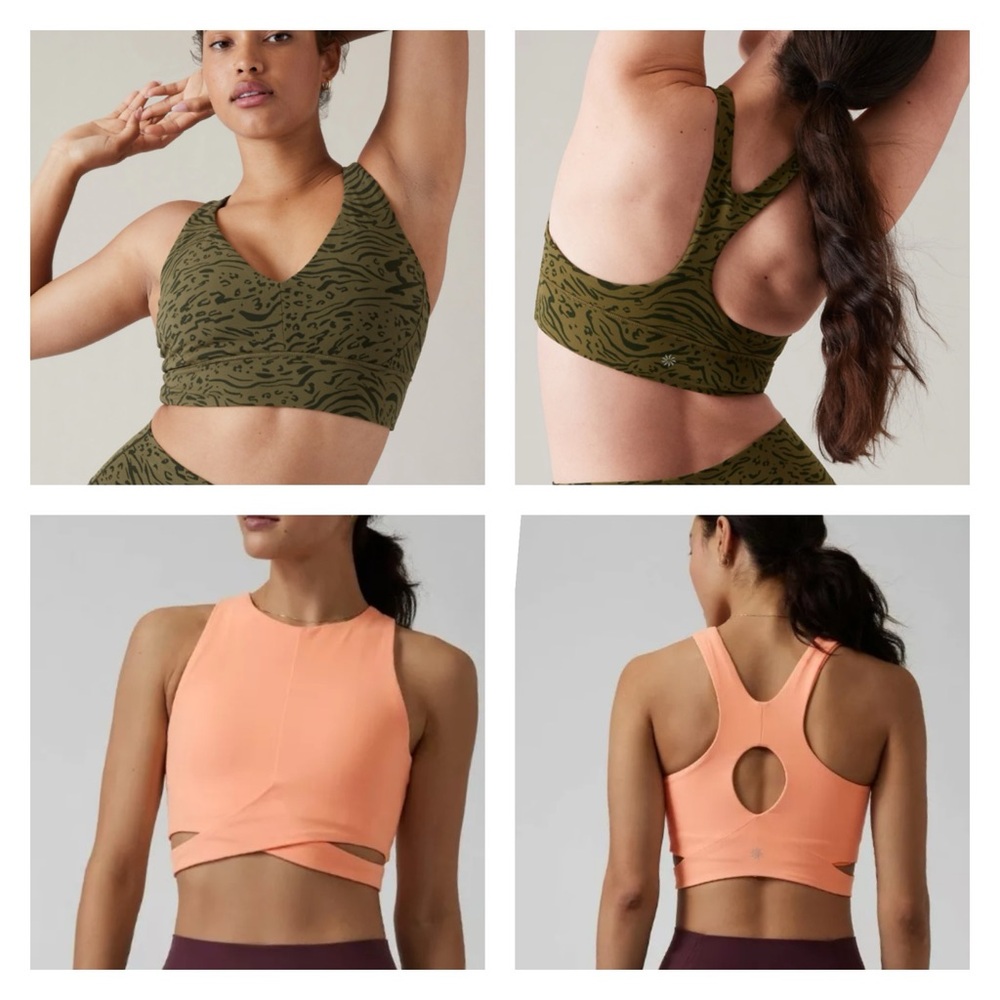 Athleta Set of 2 bras Conscious crop & transcend plunge D-DD+ Size S Like new